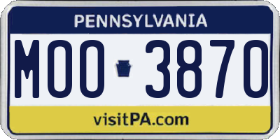PA license plate MOO3870