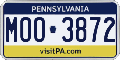 PA license plate MOO3872