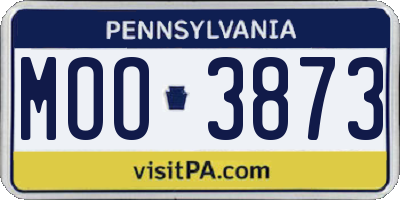 PA license plate MOO3873