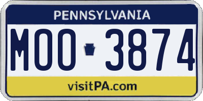 PA license plate MOO3874