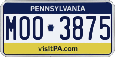 PA license plate MOO3875