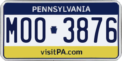 PA license plate MOO3876