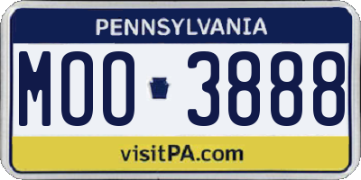 PA license plate MOO3888