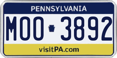 PA license plate MOO3892