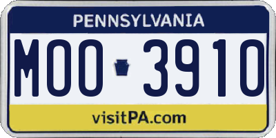 PA license plate MOO3910