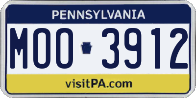 PA license plate MOO3912