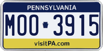 PA license plate MOO3915