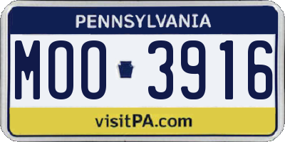 PA license plate MOO3916