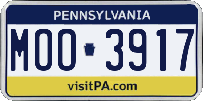 PA license plate MOO3917