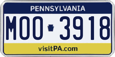 PA license plate MOO3918