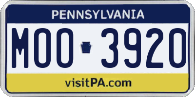 PA license plate MOO3920
