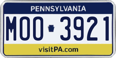 PA license plate MOO3921
