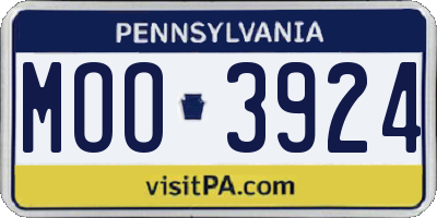 PA license plate MOO3924