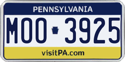 PA license plate MOO3925
