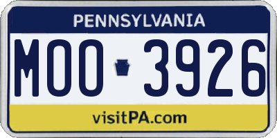 PA license plate MOO3926