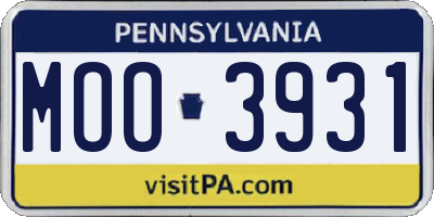 PA license plate MOO3931
