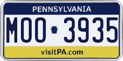 PA license plate MOO3935