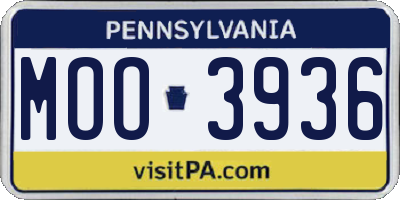 PA license plate MOO3936