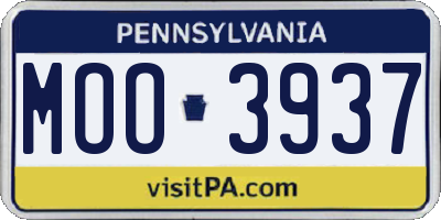 PA license plate MOO3937