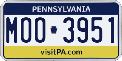 PA license plate MOO3951