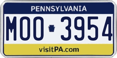 PA license plate MOO3954