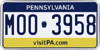 PA license plate MOO3958