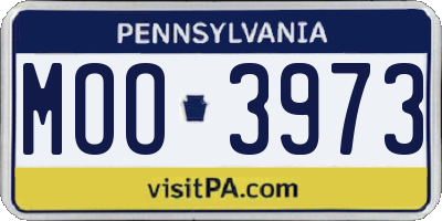 PA license plate MOO3973