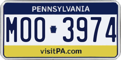 PA license plate MOO3974