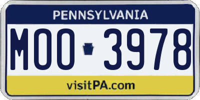 PA license plate MOO3978