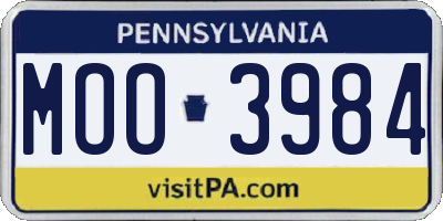 PA license plate MOO3984