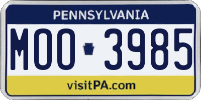 PA license plate MOO3985