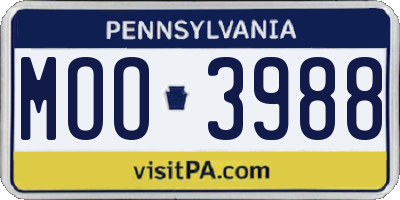 PA license plate MOO3988