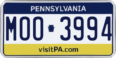 PA license plate MOO3994