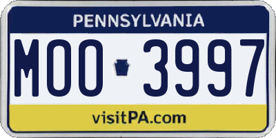 PA license plate MOO3997
