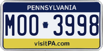 PA license plate MOO3998