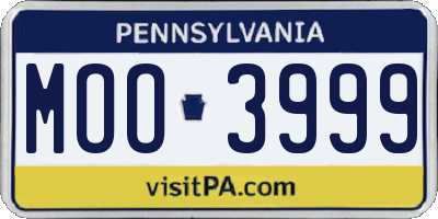 PA license plate MOO3999