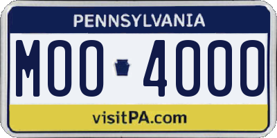 PA license plate MOO4000