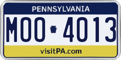 PA license plate MOO4013