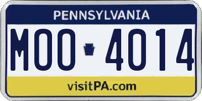 PA license plate MOO4014