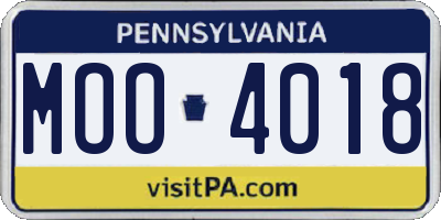 PA license plate MOO4018