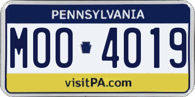 PA license plate MOO4019