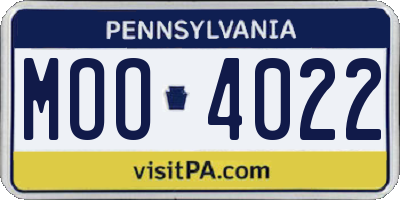 PA license plate MOO4022