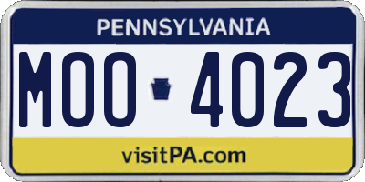 PA license plate MOO4023