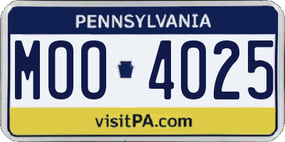 PA license plate MOO4025