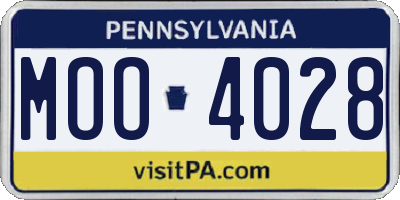 PA license plate MOO4028