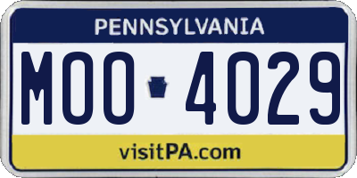PA license plate MOO4029