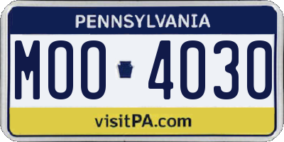 PA license plate MOO4030