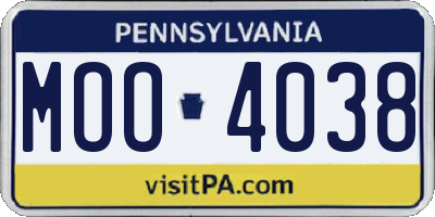 PA license plate MOO4038
