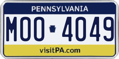 PA license plate MOO4049