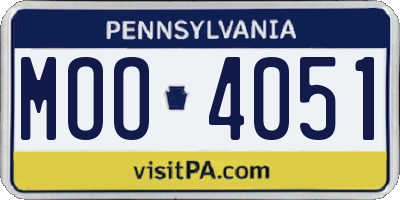 PA license plate MOO4051